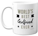 Anniversary Mugs for Her - Worlds Best Girlfriend Ever Mug - Girlfriends Birthday Gifts, Valentines Day Present, Gift Ideas for Women, 11oz Ceramic Dishwasher Microwave Safe Coffee Mugs Cup