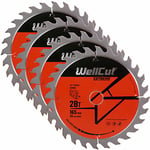 WellCut TCT Saw Blade 165mm x 28T x 20mm Bore For Makita SP6000,DSP600 Pack of 4