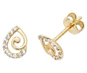 James Moore TH ES594 9k Yellow Gold Teardrop Cubic Zirconia Jewellery