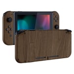 eXtremeRate Soft Touch Grip Back Plate for Nintendo Switch Console, NS Joy con Handheld Controller Housing with Full Set Buttons, DIY Replacement Shell for Nintendo Switch - Wood Grain
