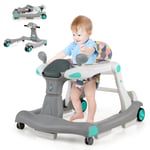2-in-1 Baby Walker Foldable Activity Baby Push Walker Adjustable Height & Speed