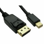 3m Mini DP Display Port DisplayPort to DisplayPort Male Cable Lead for Mac Black