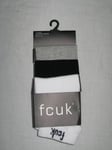 BNWT - FRENCH CONNECTION FCUK   Mens Trainer Socks  -  3 Pairs  Black White Grey