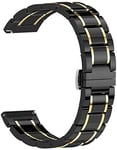 VeveXiao Ceramic Straps Compatible with Samsung Galaxy Watch Active 2 44mm 40mm Bands，20mm Quick Release Ceramic & Stainless Steel Bracelet for Galaxy Watch 42mm Women Men(Black&Gold)