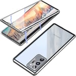 MOSSTAR Case for Samsung Galaxy Note 20 5G, 360 Degrees Full Body Protection Magnetic Adsorption Cover [Metal Bumper] [Front and Back Tempered Glass] with Camera Lens Protector,Silver Clear