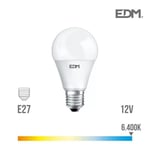 LED-lampa E27 12V 10W Rund A60 motsvarande 60W - Day White 6400K - 98851