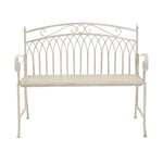 Wrought Iron Feminine Bench - Antique White