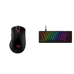 HYPERX HX-MC006B Pulsefire Dart - Wireless RGB Gaming Mouse Alloy Origins 60 - Mechanical Gaming Keyboard - Ultra Compact 60% Form Factor Red Switch (Linear) - Black