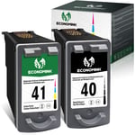 Economink Remanufactured Ink Cartridge Replacement for Canon PG-40XL CL-41XL 40 41 XL 40XL 41XL (1 Black,1 Color) to Use with Pixma MP210 MP460 MP150 MP140 MP190 iP2600 iP1900 iP1600 iP1200 Printer