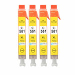 4 Yellow Ink Cartridges C-581 for Canon PIXMA TR7550, TS6251, TS8152, TS8351
