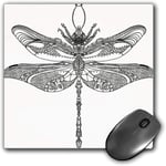 Mouse Pad Gaming Functional Dragonfly Thick Waterproof Desktop Mouse Mat Artistic Baroque Patterned Ornamental Dragonfly Figure Old Fashion Bug Design,Black White Non-slip Rubber Base