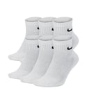 Nike Unisex Dry Cushion Everyday 6 Pairs Ankle Socks in White Cotton - Size Large