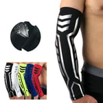 Compression Arm Cuff Sleeve Cover Cycling Riding Running Uv Sun Blue L