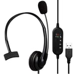 USB Headset with Microphone, USB Wired Stereo Computer Headphone with Mic for Laptop PC, Wired Headset with Volume Controller for Call Center/Office/Conference Calls/Online Course Chat/Skype Voice etc