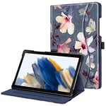 FINTIE Coque pour Tablette Samsung Galaxy Tab A8 2021 10.5” (SM-X200/SM-X205/SM-X207) - Housse Fixation à Multipositions Etui avec Poche de Document Veille/Réveil Automatique, Fleur Hibiscus