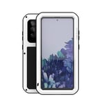 ANROD Full Body Case for Samsung Galaxy S20 FE 5G,Love Mei Outdoor Shockproof Case Heavy Duty Hybrid Aluminum Metal Dustproof Snowproof Cover with Tempered Glass Supports Wireless Charging (White)