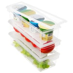 Kurtzy Plastic Fridge Storage Organiser Bins with Lids (3 Pack) - Clear BPA Free, Stackable Refrigerator and Freezer Organisers With Drain Plate - For Kitchen, Pantry, Cabinets and Countertops