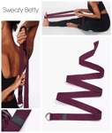 Sweaty Betty Yoga Pilates Stretch Strap Yogi Bare 1.8 m x 40 mm Cotton Plum Red