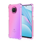 Dedux Case for Xiaomi Mi 10T Lite 5G, Gradient Color Four Corner Reinforcement Shockproof Tpu Crystal Clear Protective Phone Case Cover (Pink/Purple)