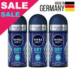 Nivea Men Dry Fresh Roll-On Deodorant Antiperspirant Antibacterial 3 x 50ml