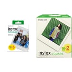 instax 70100147085 Film carré, Bordure Blanc, 50 Unité & FUJIFILM Instax Square Instant Film WW (10 x 2 pièces) -L'emballage Peut Varier