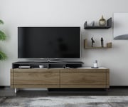 Tamy TV Stand TV Cabinet TV Unit with Two Cabinets and Wall Mounted Shelves