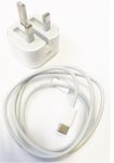 GENUINE APPLE A2344 20W USB TYPE C CHARGER ADAPTER WITH USB C DATA CABLE WHITE