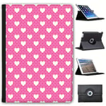 Fancy A Snuggle Love Hearts on Pink Dotty Background Faux Leather Case Cover/Folio for the New Apple iPad 9.7" (2018 Version)