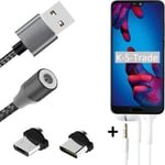 Magnetic charging cable + earphones for Huawei P20 + USB type C a. Micro-USB
