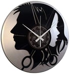 Instant Karma Clocks Horloge Murale à Double Disque en Vinyle Argent Double Argent, Barber Shop, Beauty Salon de Beauté pour Coiffure Cheveux