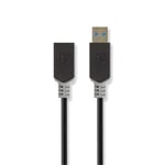 USB 3.0-kabel | Type-C, hann - A, hunn | 0,15 m | Antrasitt