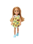Barbie Chelsea Doll Heart-Print Dress With Brunette Hair & Brown Eyes 15cm