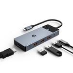 Hub USB C HDMI, Hub USB 3.2, Hub USB C 5 en 1 avec HDMI 4k, 3 Ports USB 3.2 (10gbps), 100w Pd, Adaptateur USB C Compatible avec Les Ordinateurs Portables