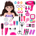OVERWELL 41Pcs Hair Styling Head Toy, Princess Dolls Makeup Head Hair Styling Model Make Up and Hair Accesories Doll for 3+, Girls