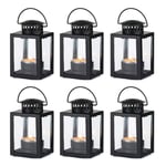 NUPTIO Lanterns for Candles Garden Lanterns, Vintage Style Hanging Small Lanterns for Tealight Candle, Black Candle Tea Light Holders for Indoor Outdoor Events Birthday Party Wedding（5 Pcs + 1 Pc）