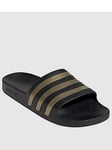 adidas Mens Adilette Aqua Sliders - Black/Gold, Black/Gold, Size 9, Men