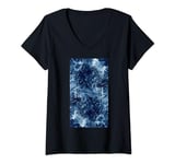 Womens Tie dye Pattern Blue V-Neck T-Shirt