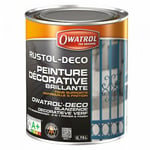 Peinture décorative antirouille RUSTOL DECO brillante au RAL 0,75L multi supports OWATROL - RAL: 9010 Blanc