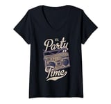 Womens it's party time vintage radio day V-Neck T-Shirt