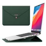 Laptop/MacBook læder Sleeve m/kickstand str. 35x25 cm - Dybgrøn