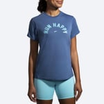 Brooks Distance Graphic T-shirt Dam Stl. L Blå – Perfekt för löpning och träning, komfortabel och stilren design