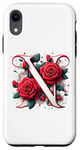 iPhone XR Red Rose Roses Flower Floral Design Monogram Letter N Case