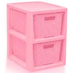 BranQ Hylla med 2 korgar Rattan rosa BRANQ