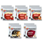 Tassimo Coffee Americano Variety Selection- Costa Americano/Kenco Americano Grande/Kenco Pure Colombian/Kenco Americano Smooth/L'Or XL Classique - 10 Packs (160 Drinks)
