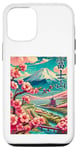 Coque pour iPhone 15 Pro Poster de voyage vintage du Japon Mount Fuji