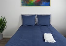 Lyxiga dubbelt påslakanset - 200x220 cm - 100% bomullssatin sängkläder - Daisy blå - By Night jacquardvävt bäddset