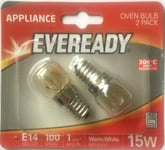 Eveready Twin Pack Oven Bulbs 300° 15W Appliance Light Lamp Bulb 240v SES E14