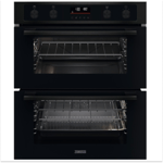 Zanussi ZPCNA7KN Multifunction built under double oven with 9 functions in the main oven and 5 functions in the top oven. White LEDs, Black