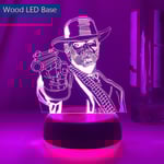 Spel Red Dead Redemption 2 Present Akryl 3d-lampa för spelrumsdekor Nattlampa RDR2 Arthur Morgan Figur Barn Led Nattlampa Trä LED-bas