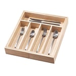 iDesign organiseur de tiroir pour la cuisine, range-couverts en paulownia pour les tiroirs ou placards de cuisine, rangement de tiroir en bois pour couverts et accessoires, beige